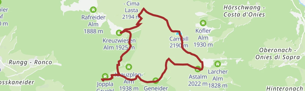 Route map: Adventure at the top: Campill